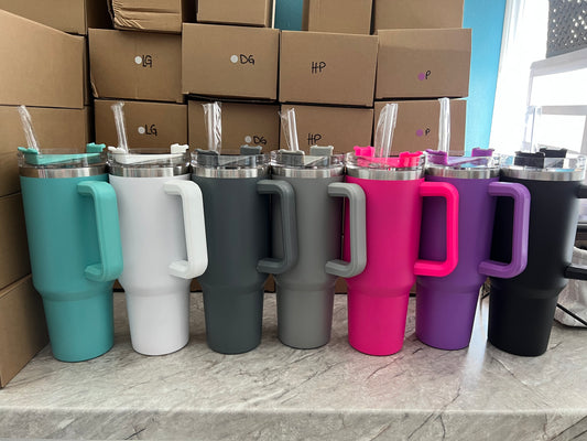 40oz Tumbler with handle, Solid Colors