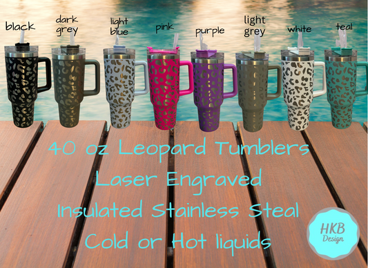 40oz Leopard Tumbler with handle