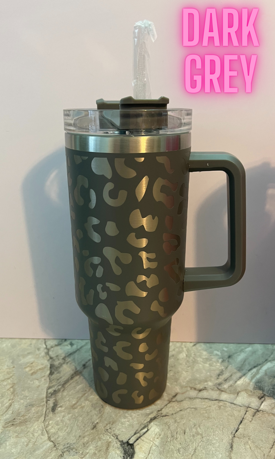 40oz Leopard Tumbler with handle