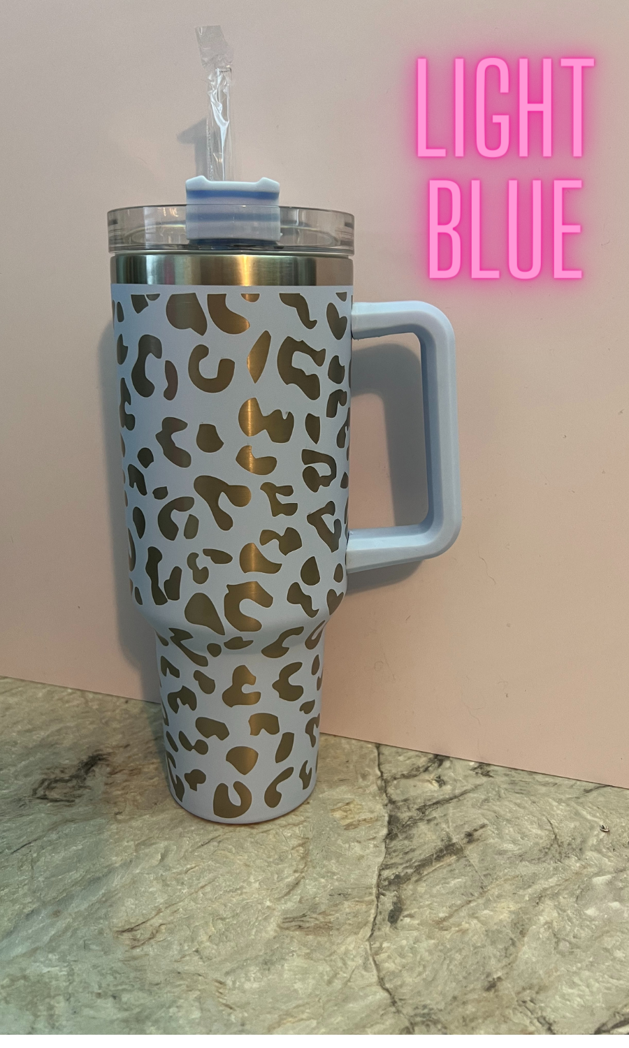 40oz Leopard Tumbler with handle