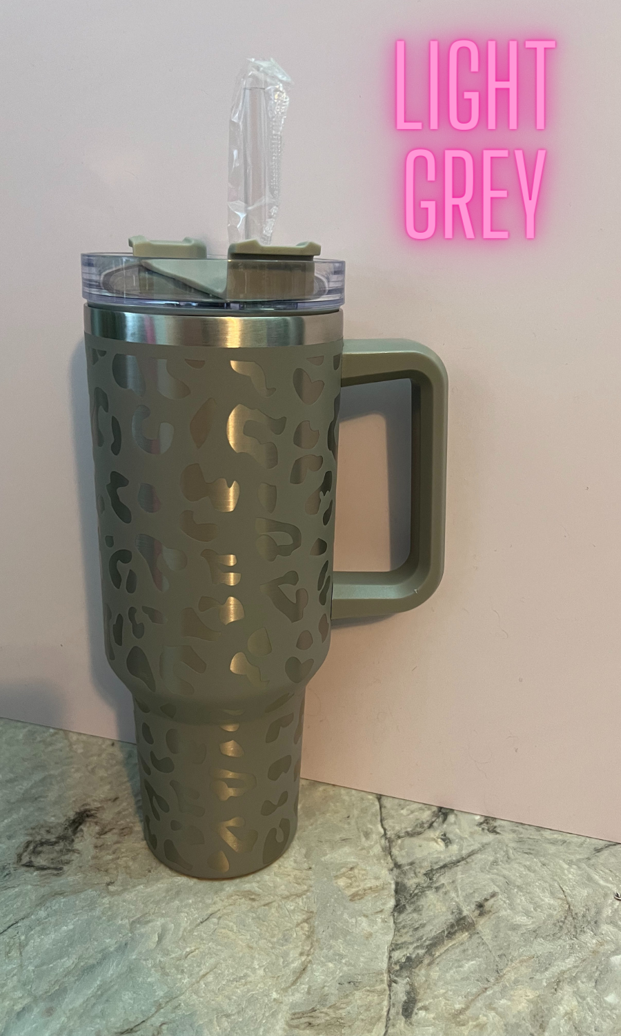 40oz Leopard Tumbler with handle