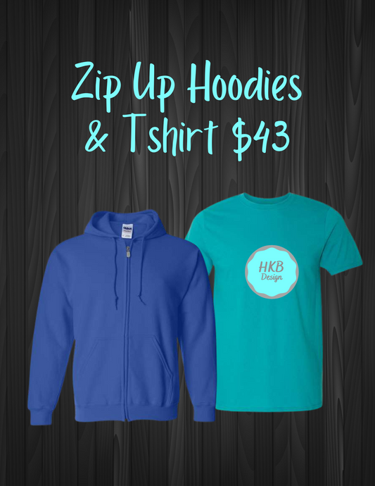 Zip Up Hoodie and Tshirt Combo